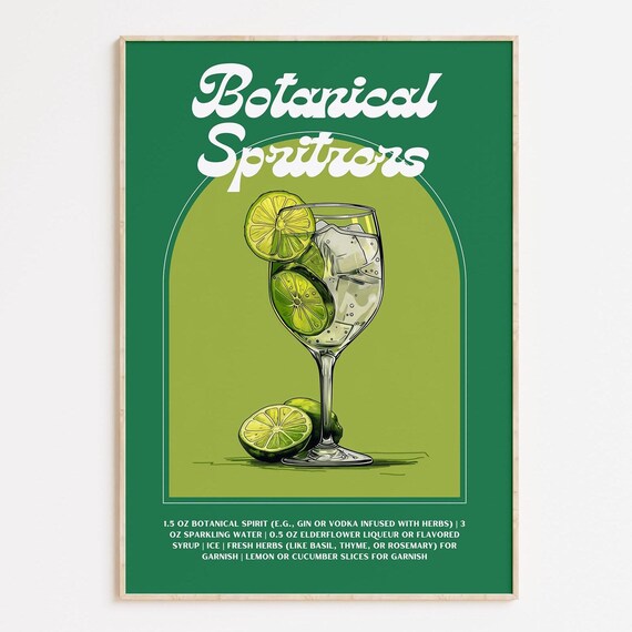 Botanical Spritzers Print Bar Cart Cocktail Recipe