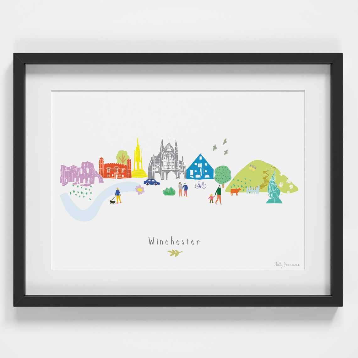 Winchester Skyline Landmarks Art Print, Cityscape