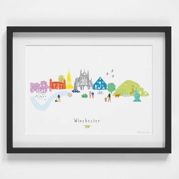 Winchester Skyline Landmarks Art Print, Cityscape