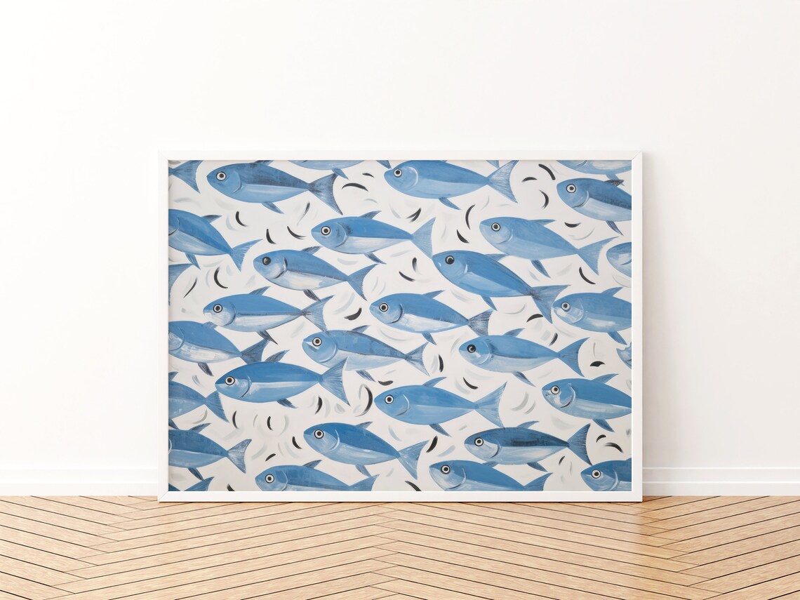 Fish Painting Blue Art Print, Coastal Kitchen Decor - Image 3