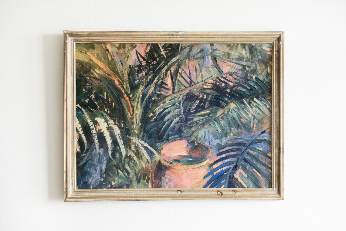 Tropical Palm Art Print, Rustic Boho Decor