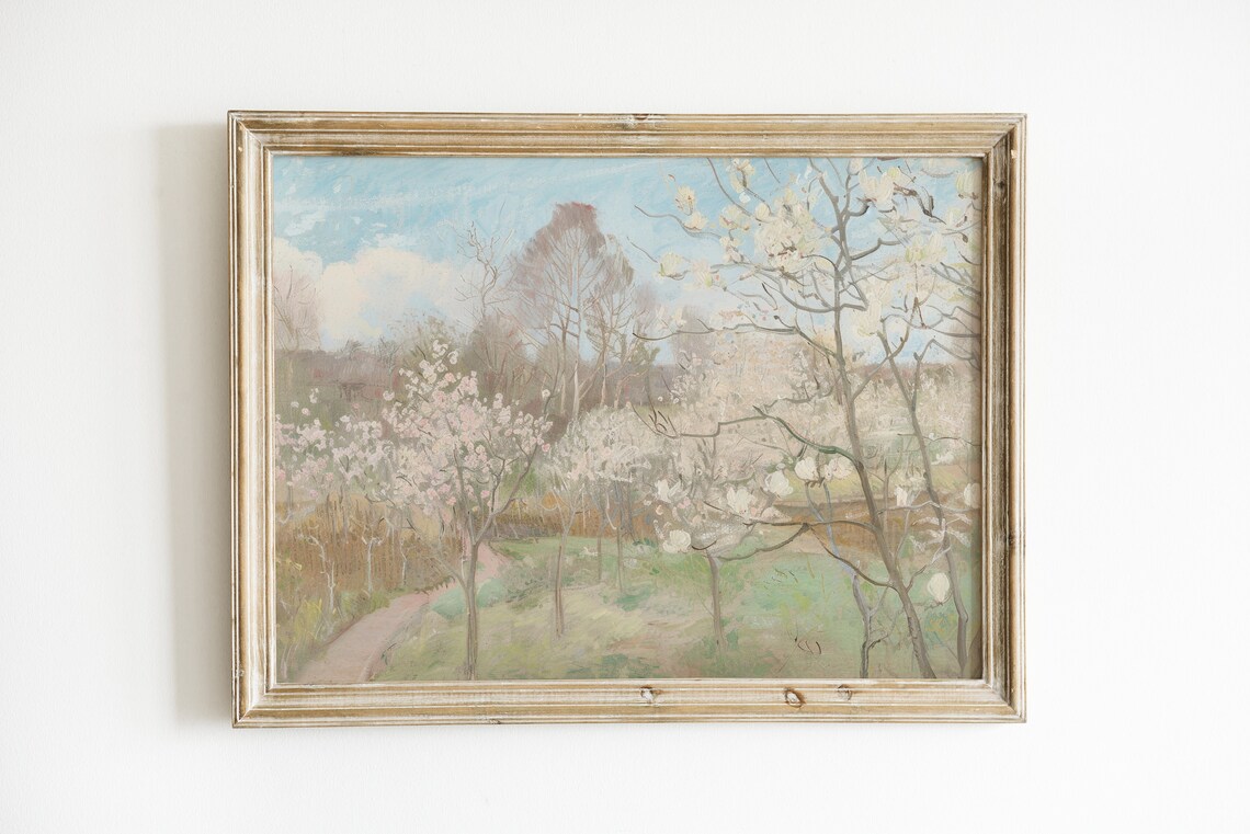 Vintage Autumn Landscape Floral Oil Painting Poster