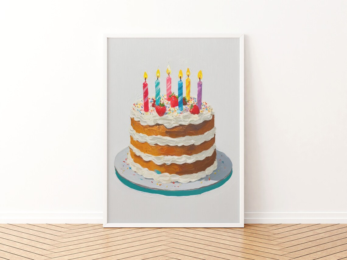 Cake Painting Colorful Retro Kitchen Art Print - Image 3