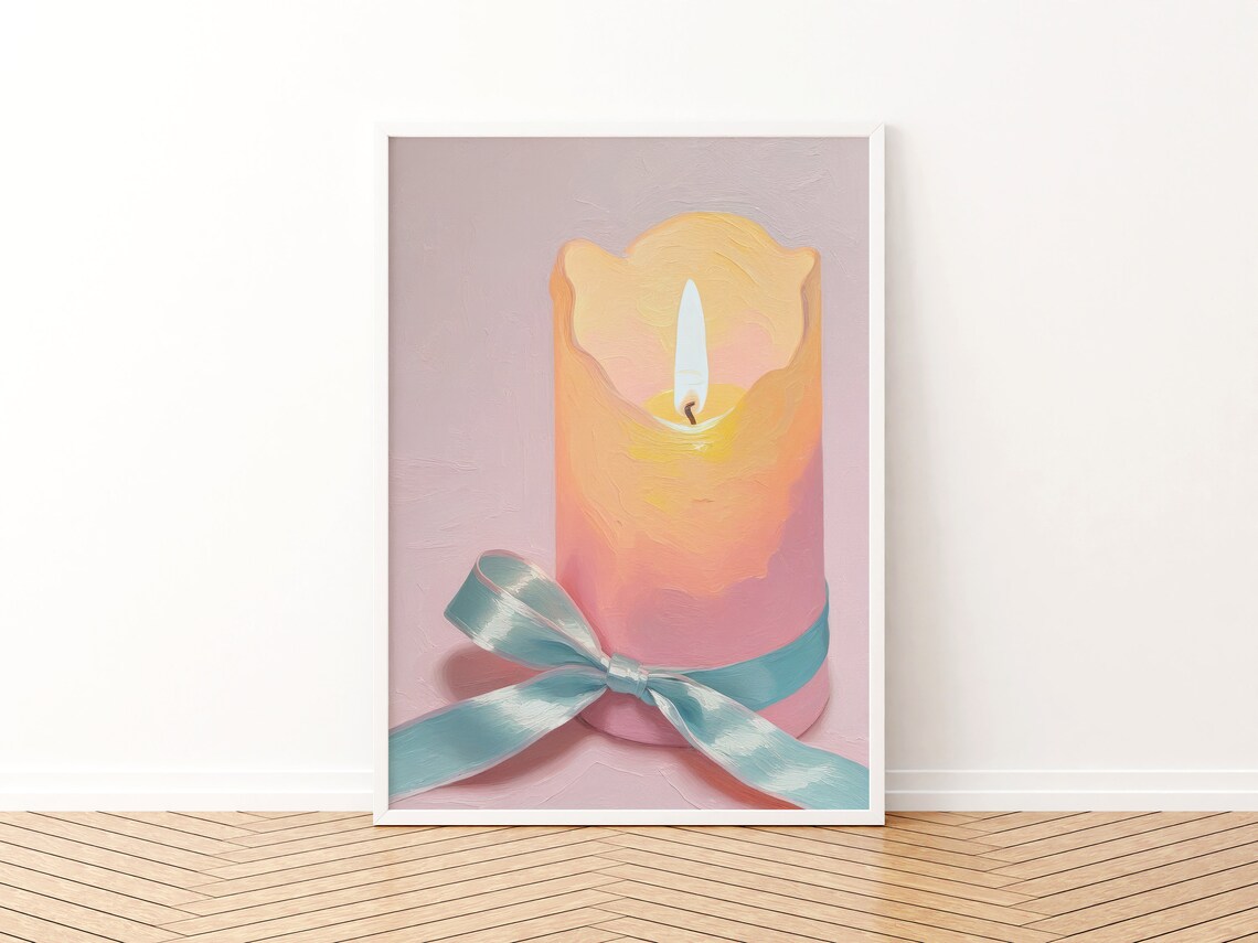 Candle Painting Pink Coquette Room Decor Art Print - Image 3