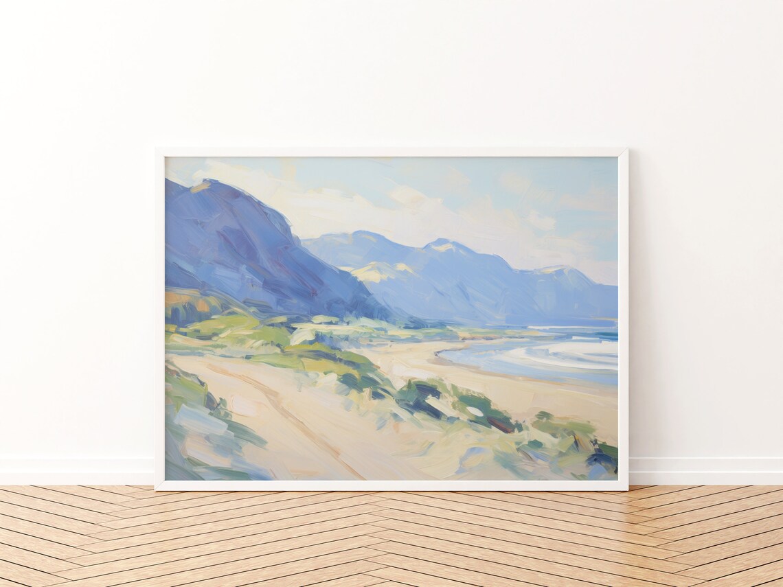Soft Coastal Landscape Painting, Beachy Home Decor - Image 3