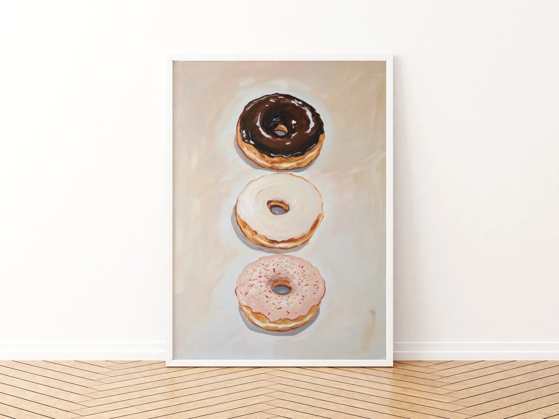 Donut Painting Retro Food Illustration Kitchen Art Print - Image 3