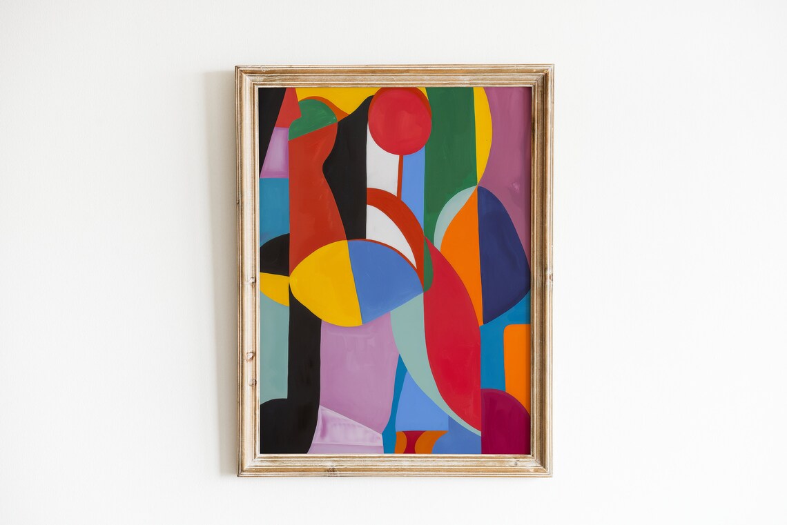 Funky Abstract Painting, Eclectic Living Room Art Print
