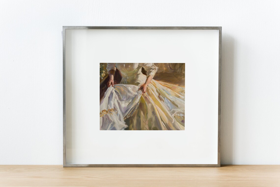 Classic Woman In Flowing White Gown Oil Painting Vintage Style Poster - Image 2