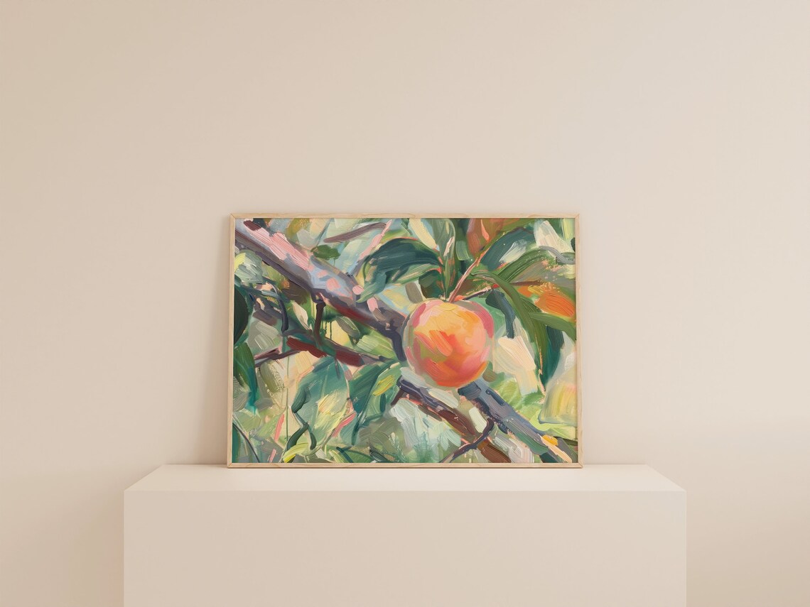 Peach Tree Painting, Preppy Kitchen Art Print - Image 2