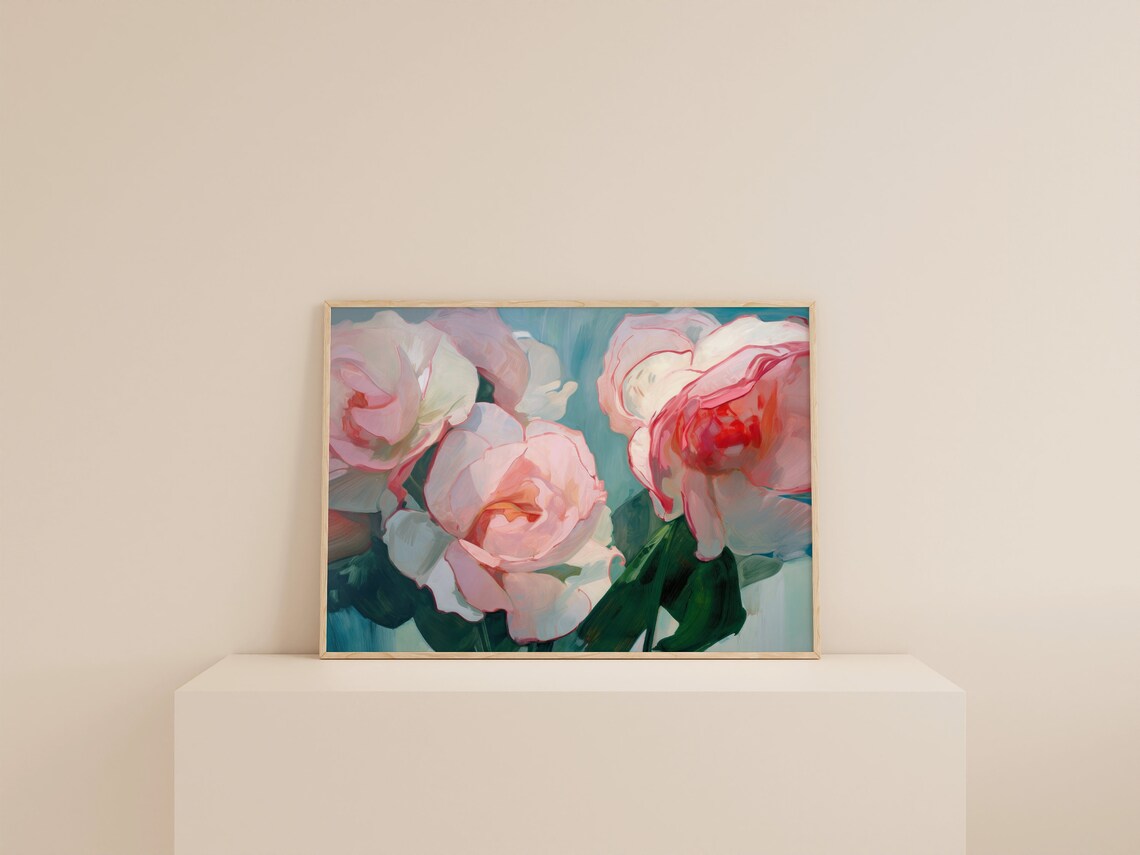 Girly Pink Rose Print, Vintage Floral Art Print - Image 2
