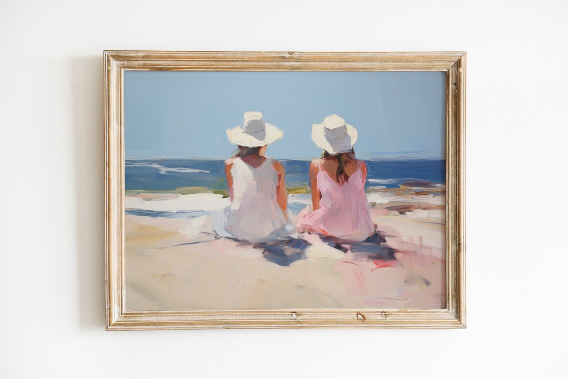 Girly Beach Print, Soft Coastal Apartment Decor