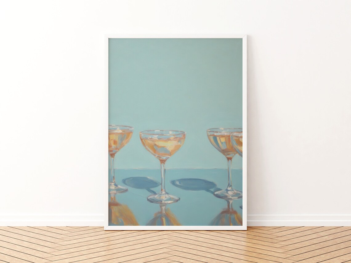 Bar Cart Painting Cocktail Poster, Retro Apartment Decor - Image 3