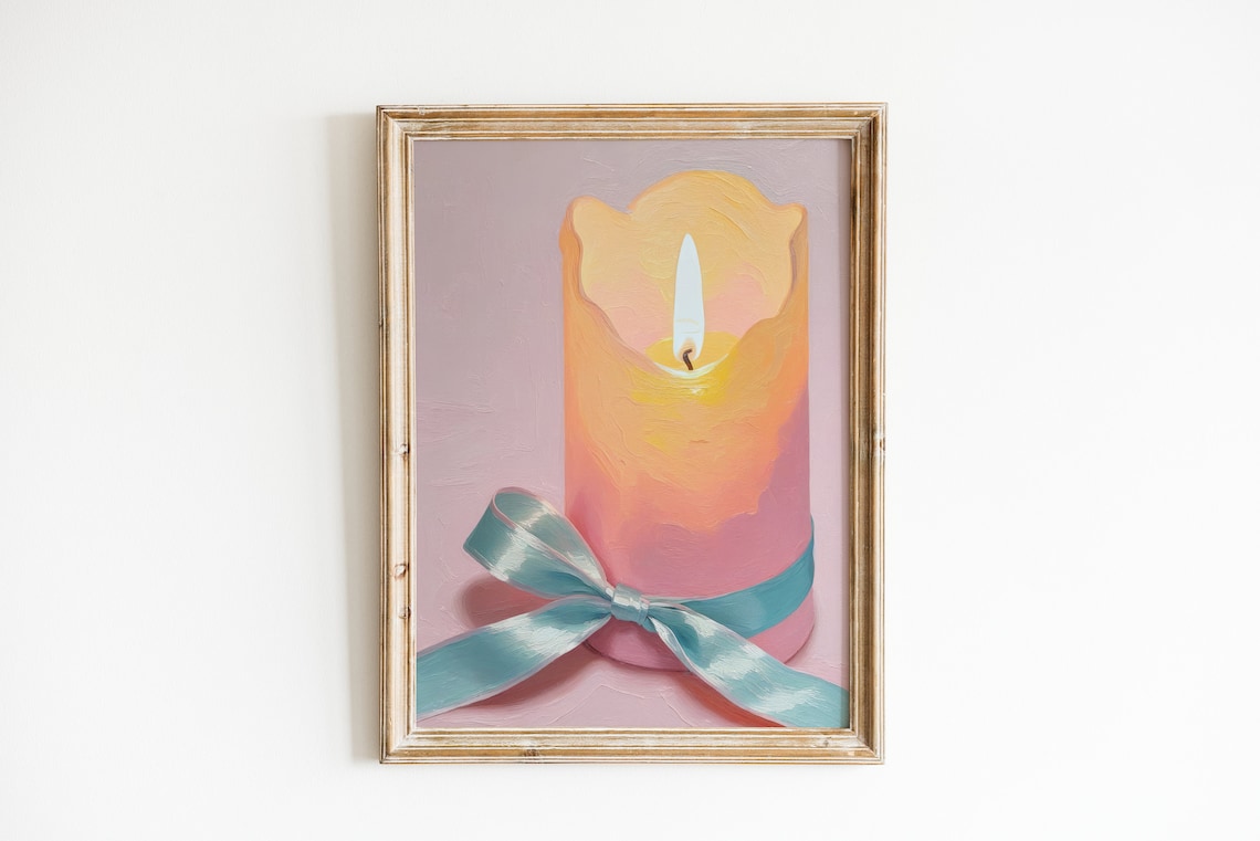 Candle Painting Pink Coquette Room Decor Art Print