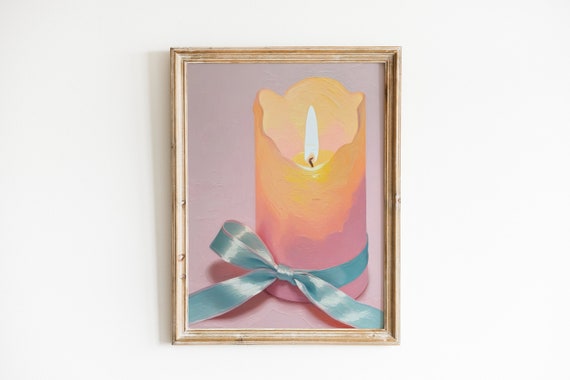 Candle Painting Pink Coquette Room Decor Art Print