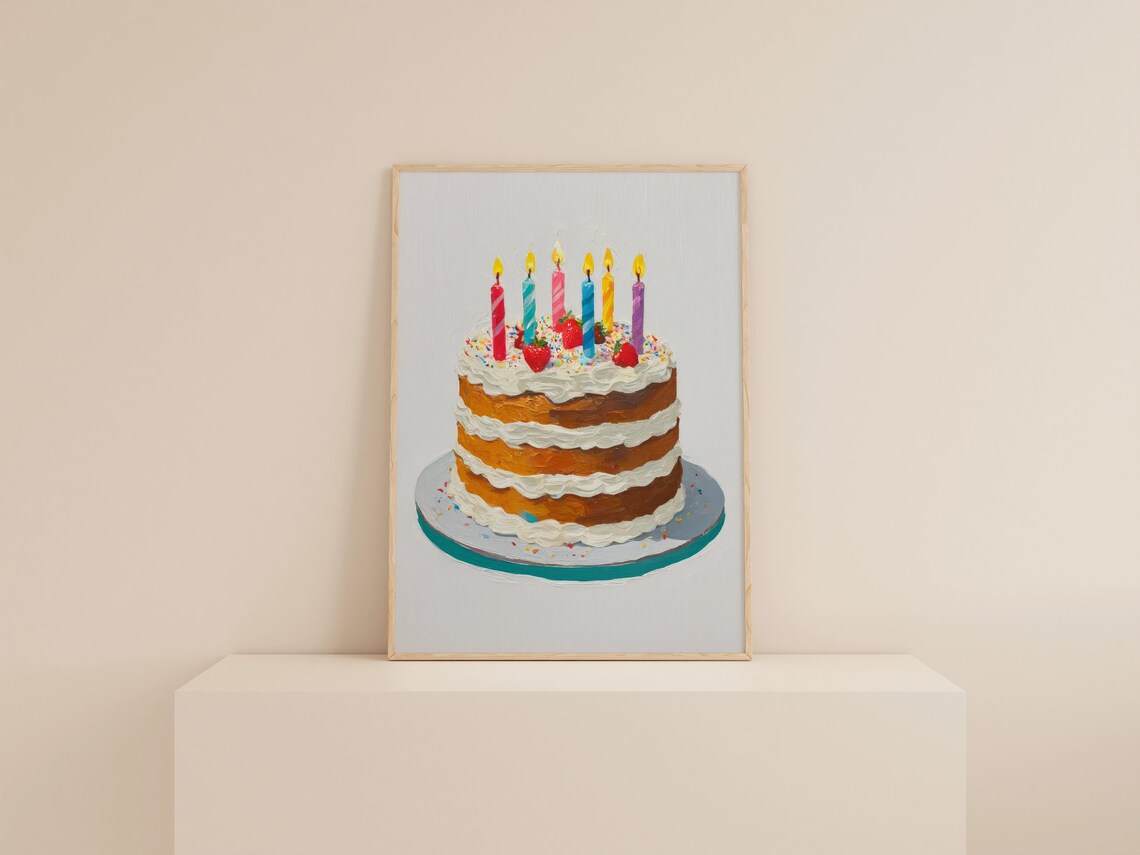 Cake Painting Colorful Retro Kitchen Art Print - Image 2