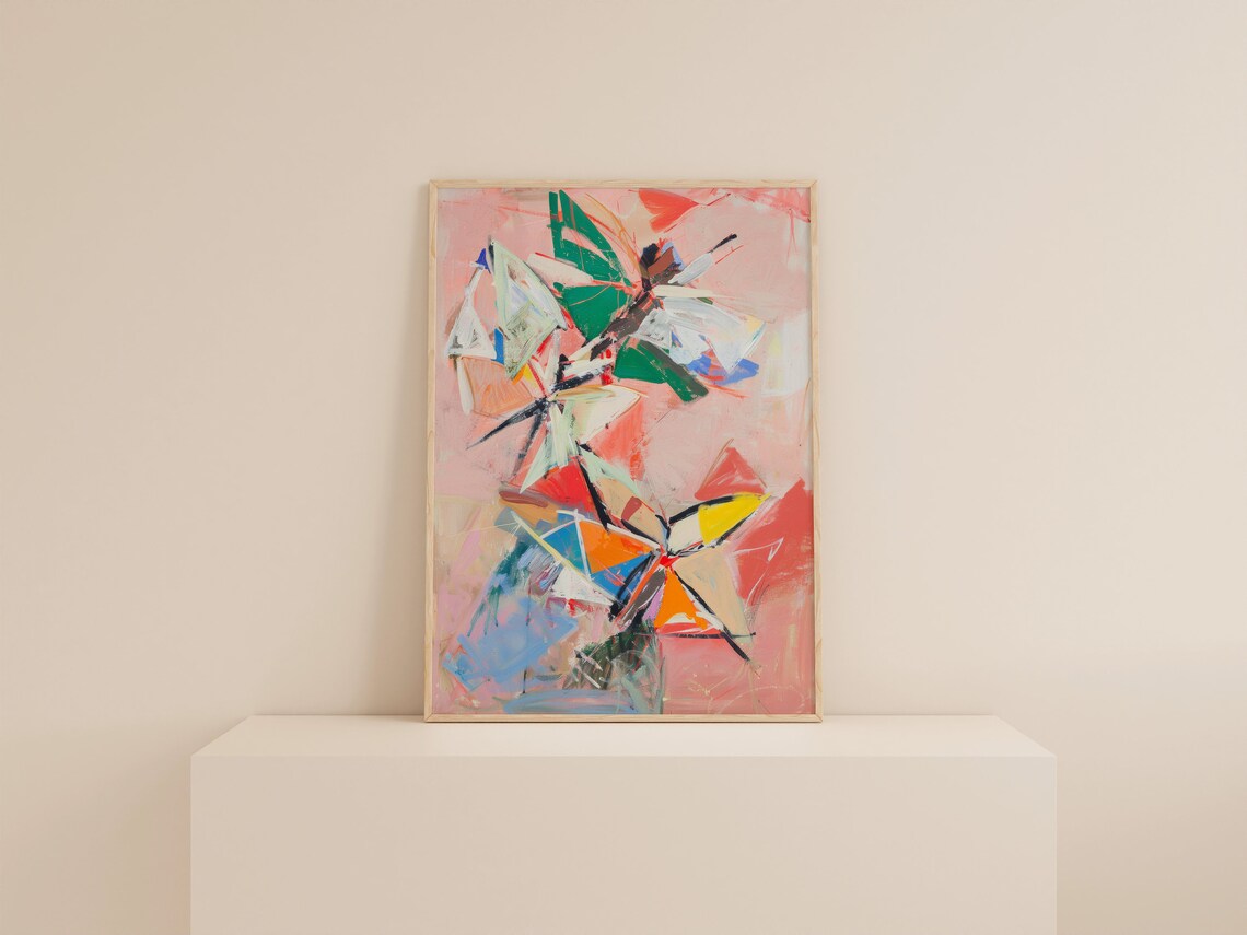Pink Abstract Butterfly Painting Aesthetic Art Print - Image 2
