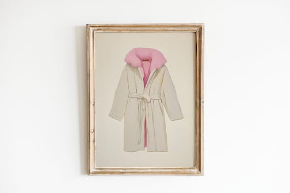 Pink Fashion Illustration Poster, Retro Fur Coat Print
