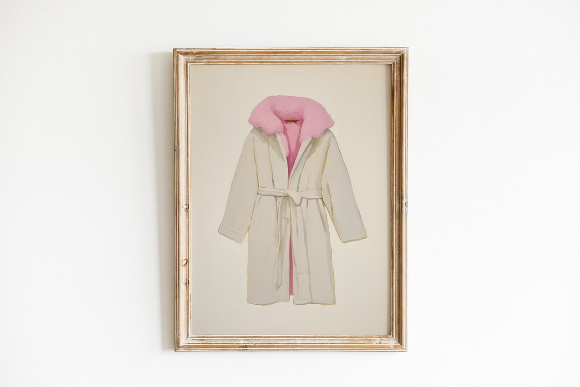Pink Fashion Illustration Poster, Retro Fur Coat Print