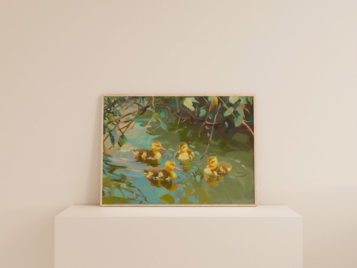 Duck Painting Antique Bathroom Wall Art, Rustic Farmhouse Art Print - Image 2