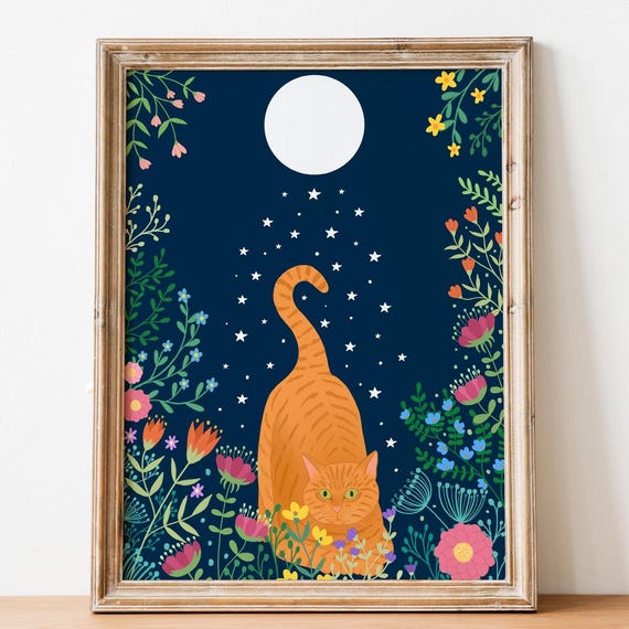 Artistic Orange Tabby Cat Print, Cat Lover Gift