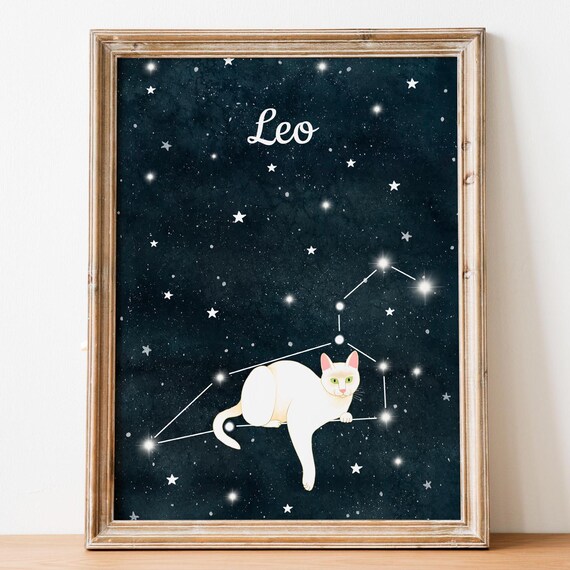 Leo Zodiac Constellation Art Print, Horoscope