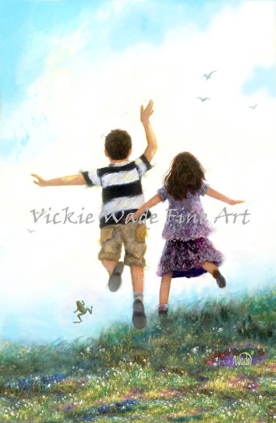 Brother And Sister Art Print, Vickie Wade Meadow
