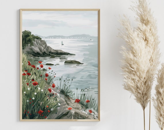 Sea View Boho Coastal Landscape Art Print