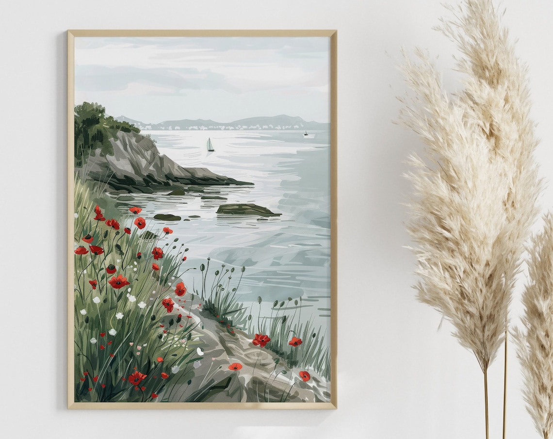 Sea View Boho Coastal Landscape Art Print