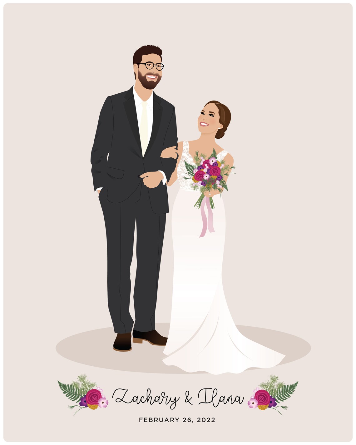 Wedding Couple Drawing, Bridal Illustration - Image 3