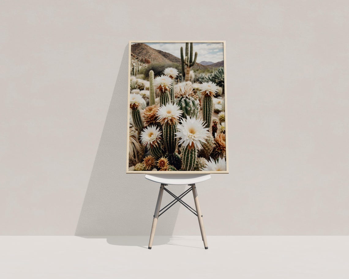 Blooming Cactus Flowers White Blossoms Desert Saguaro Photo Poster - Image 3