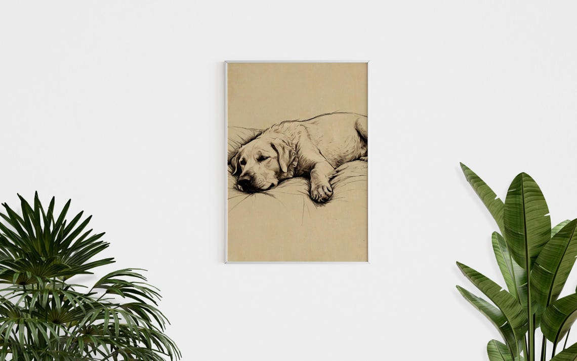 Sleeping Labrador Retriever Sketch Dog Pet Portrait Wall Art - Image 3