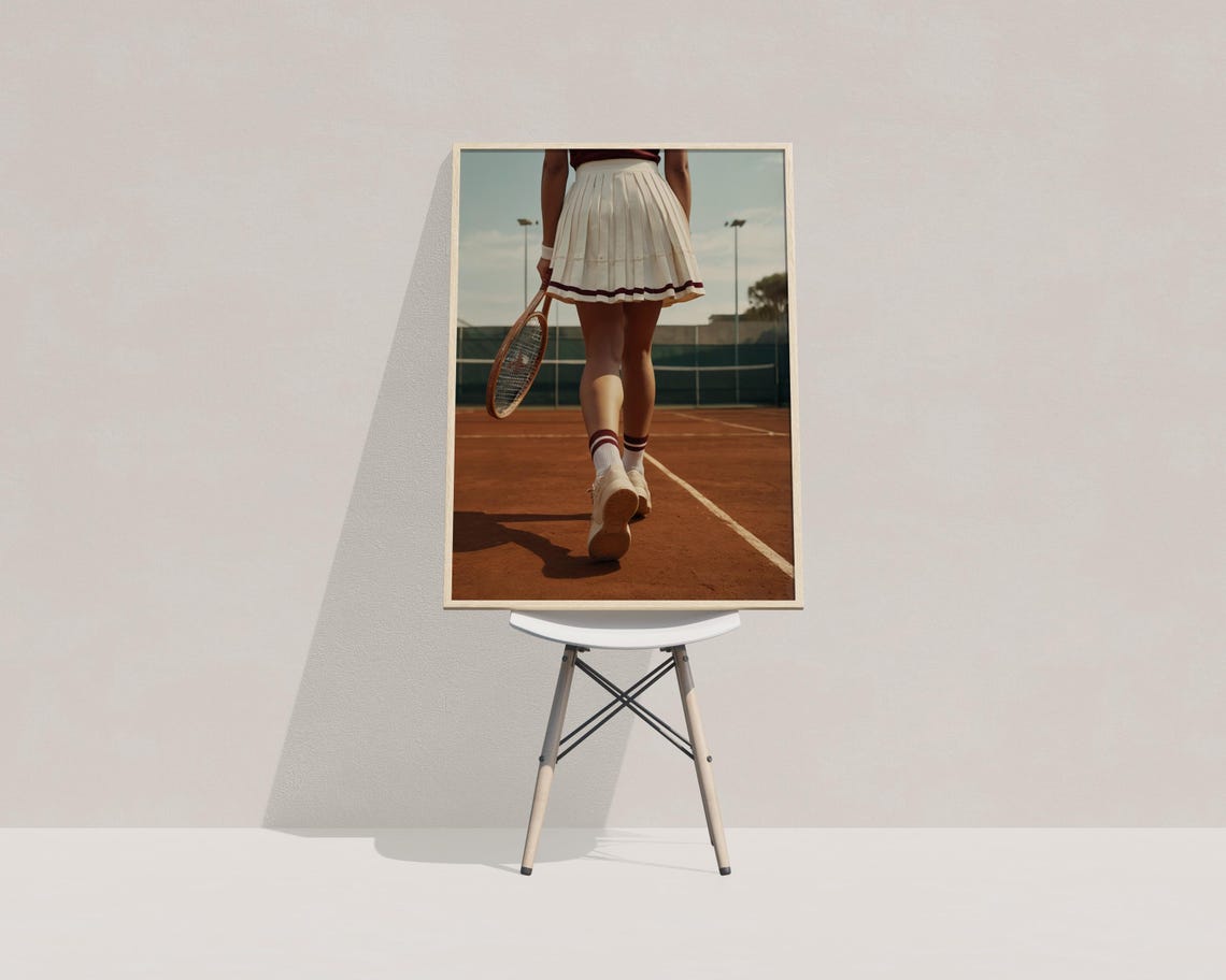 Tennis Girl Wall Art Trendy Art Prints Tennis Poster Retro Wall Art Tennis Court Print Sports Prints Girly Wall Art Print - Image 3
