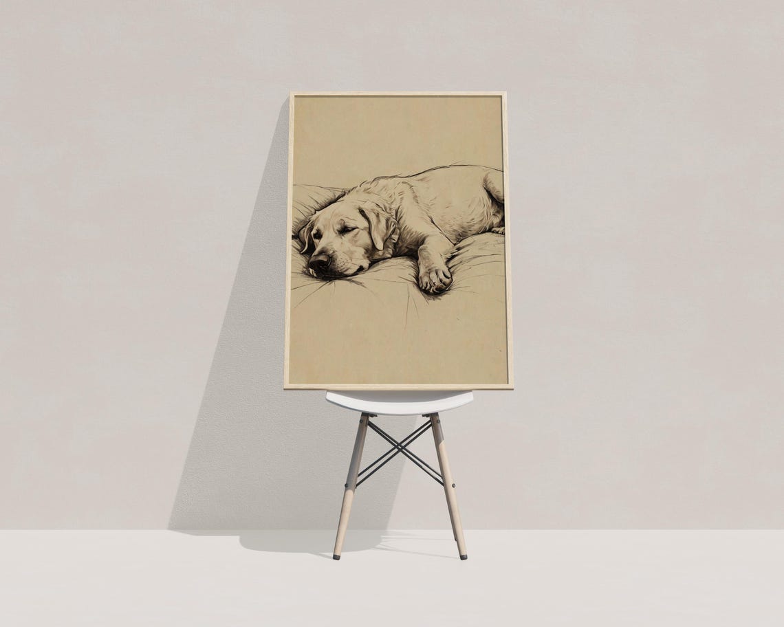 Sleeping Labrador Retriever Sketch Dog Pet Portrait Wall Art - Image 4