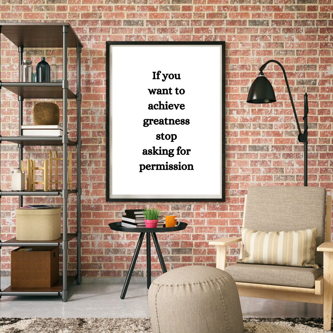 Achieve Greatness Stop Asking For Permission Inspirational Quote Poster - Image 4