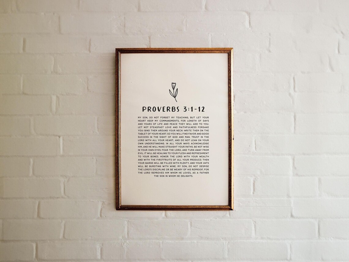 Proverbs 3 1 12 Trust In The Lord Minimalist Full Text Bible Verse Poster - Image 4