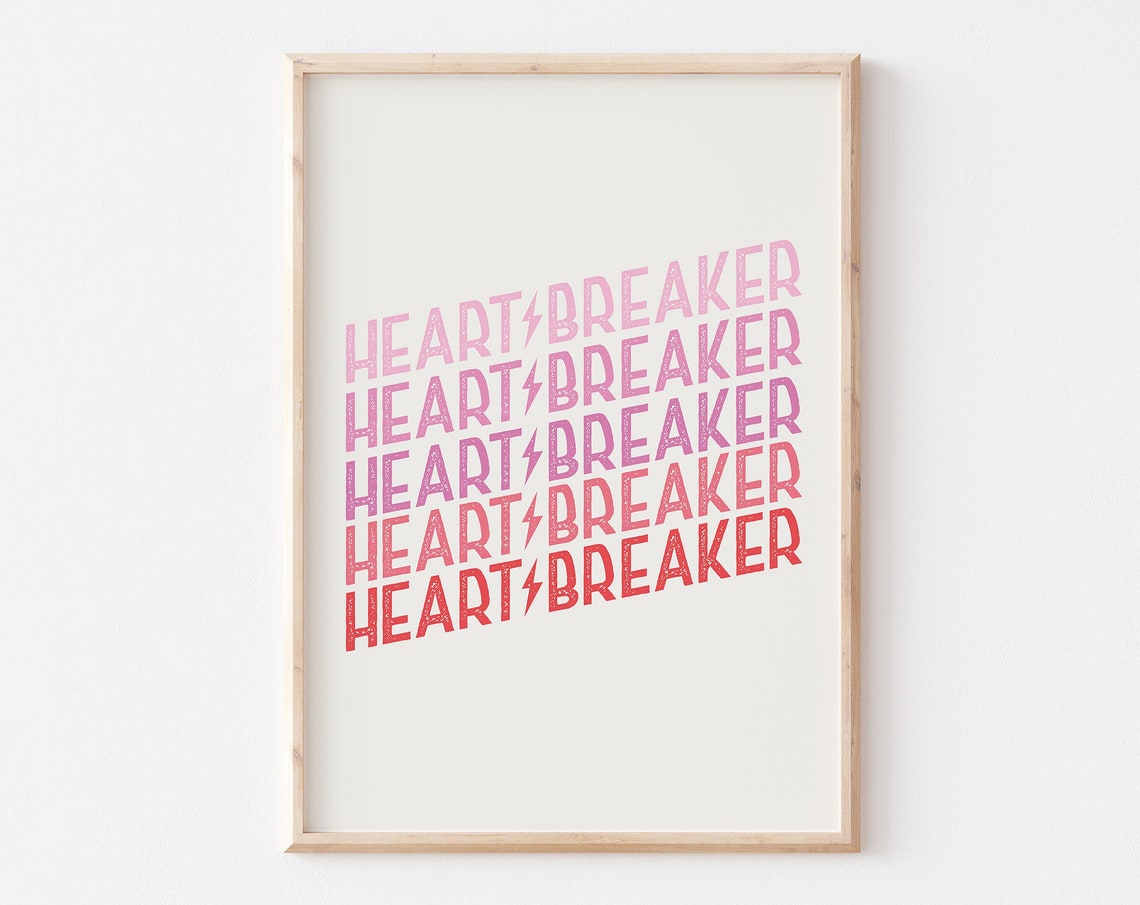 Heart Breaker Retro Gradient Lightning Bolt Valentines Poster