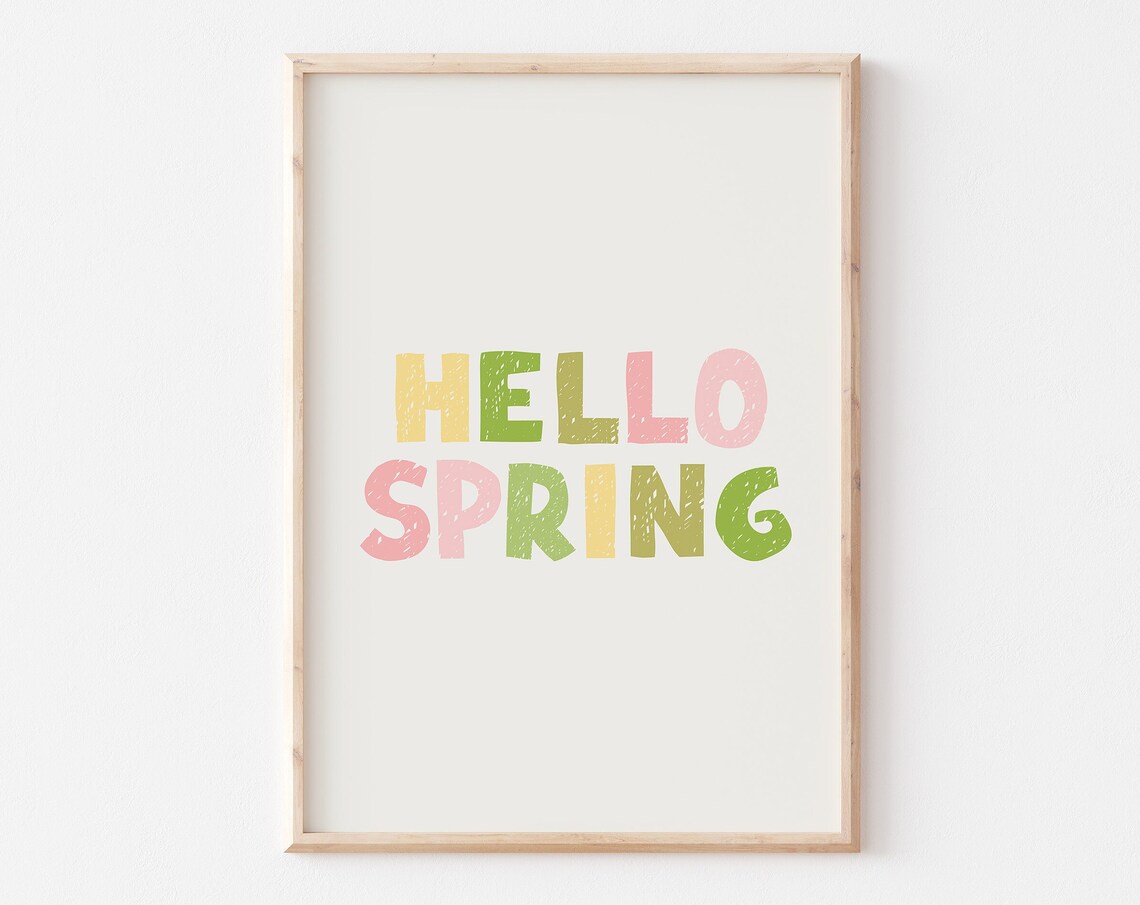 Hello Spring Watercolor Spring Wall Art Print