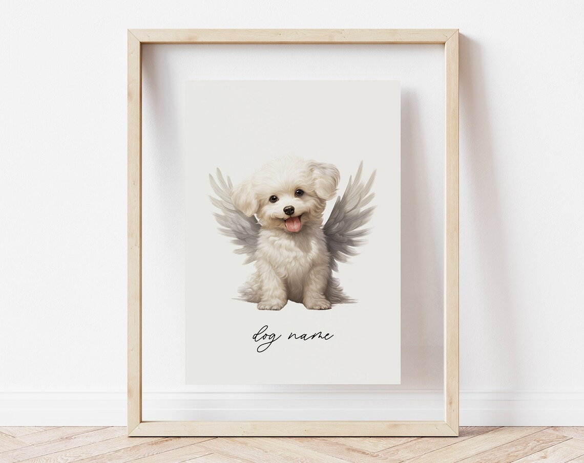 Bichon Frise Dog Memorial Rainbow Bridge Print Pet Loss Memorial Portrait Angel Dog Print Pet Loss Sympathy Gift Custom Dog Memorial - Image 5