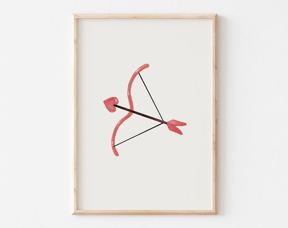Cupid Arrow Print Trendy Red Valentines Day Printables Cupids Bow Watercolour Pastel Love Print Cute Minimalist Valentines Day Decor