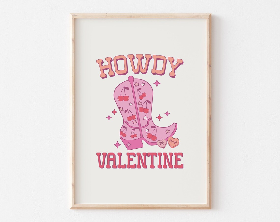 Howdy Valentine Print Trendy Valentines Day Art Western Valentine Png Retro Valentines Sublimation Cowboy Valentines Cowgirl