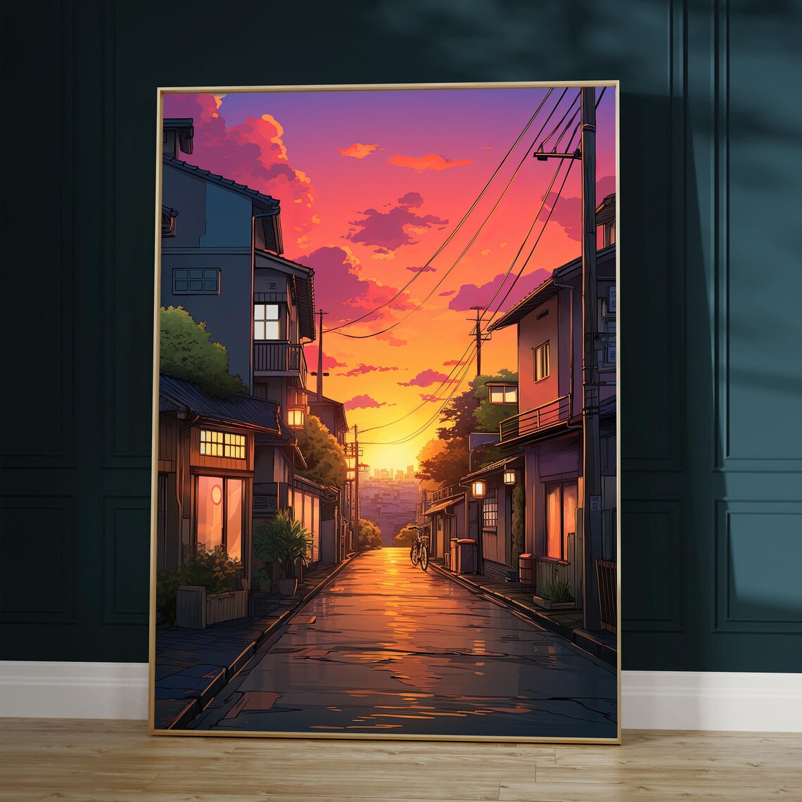 Lofi Anime Quiet Tokyo Street Sunset Poster - Image 2