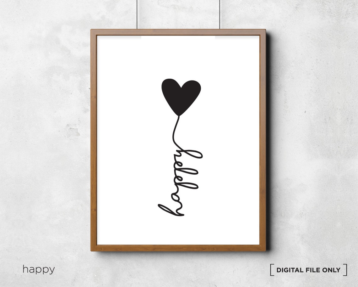 Love Heart Balloon Line Art Minimalist Nursery Decor Wall Art - Image 2