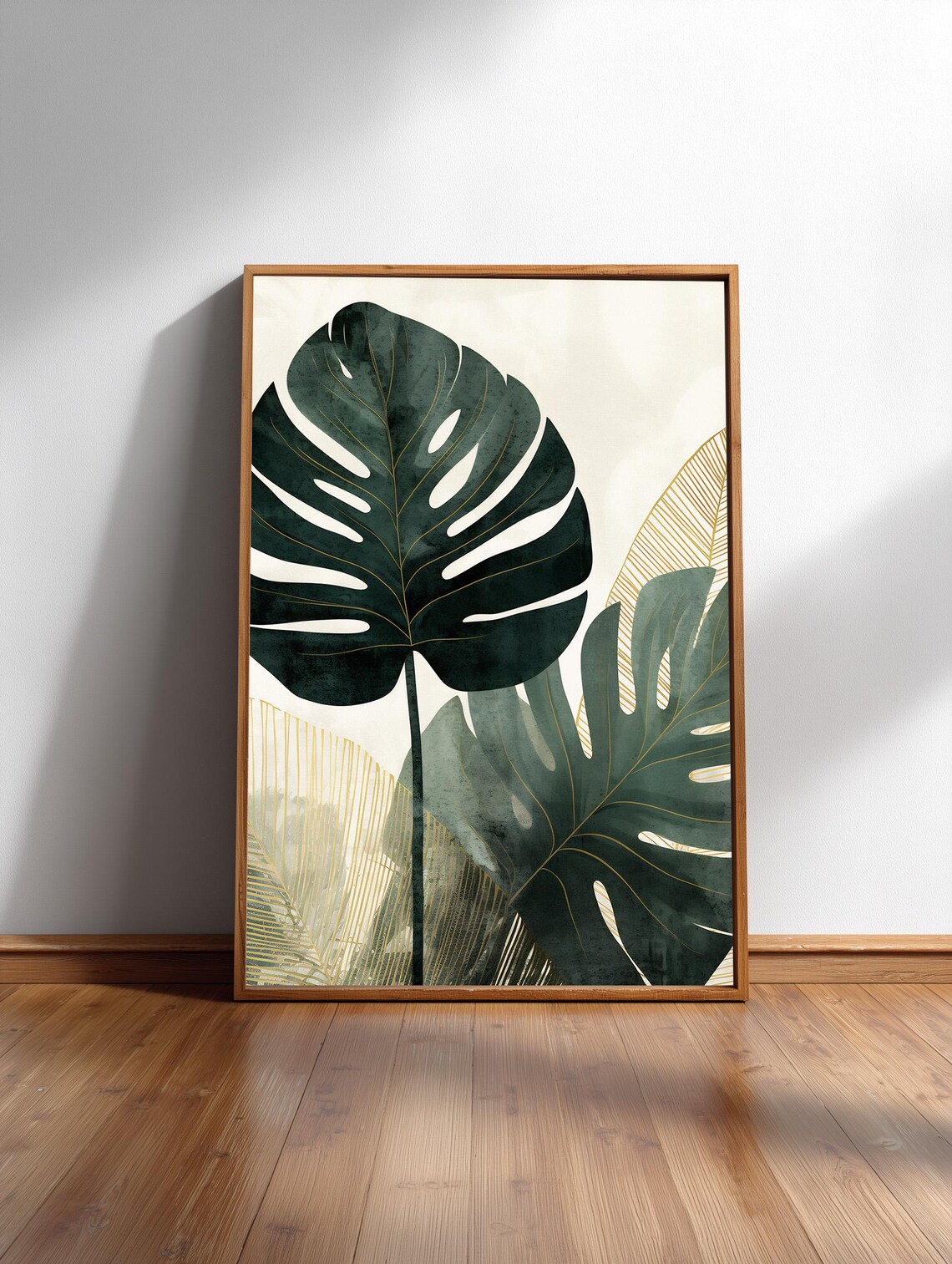 Monstera Leaf Art Print, Japandi Botanical
