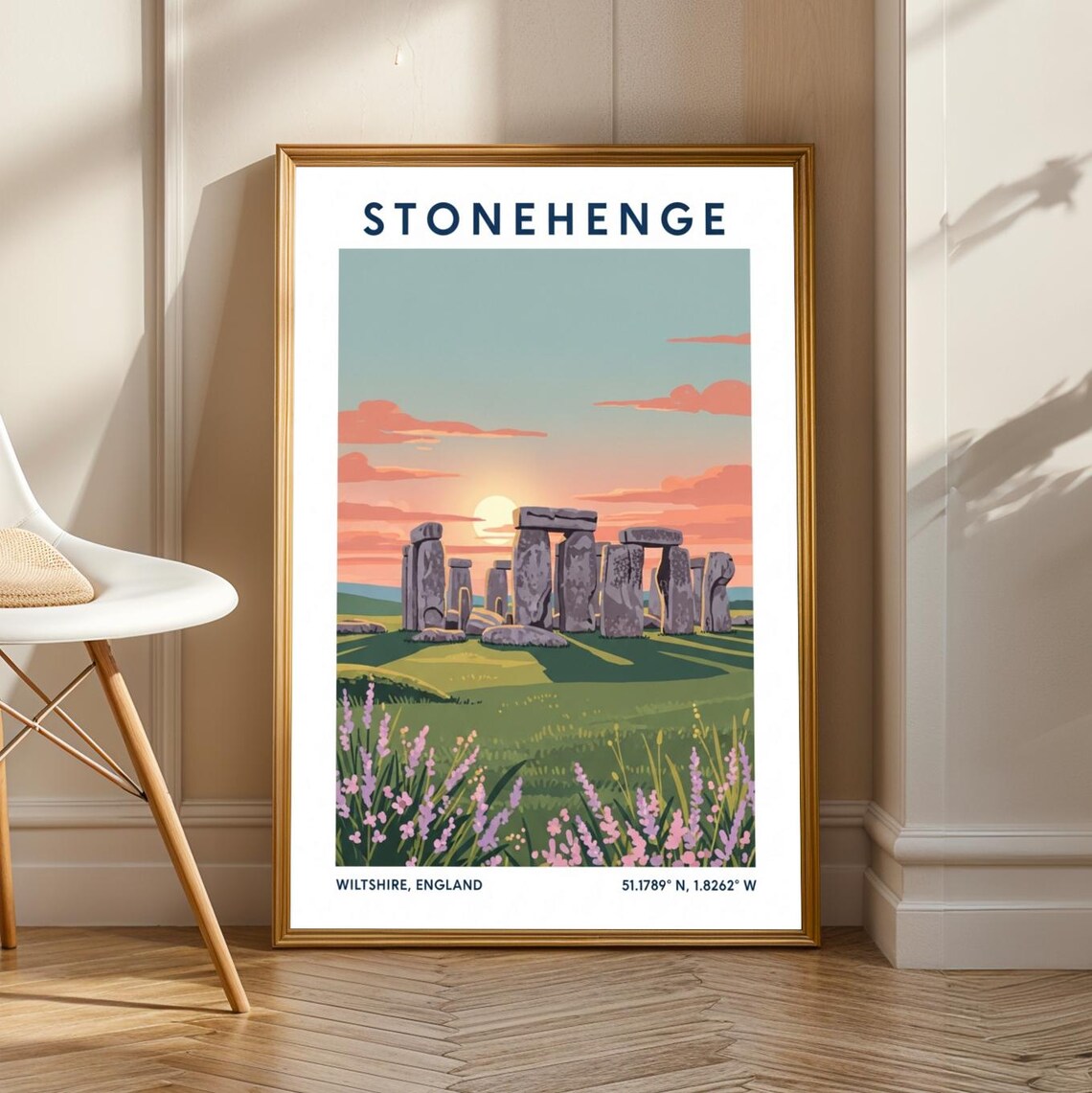 Stonehenge Wiltshire Sunset Travel Poster Ancient Stones Landscape