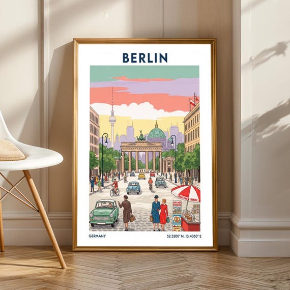 Berlin Brandenburg Gate Vintage Travel Poster Art