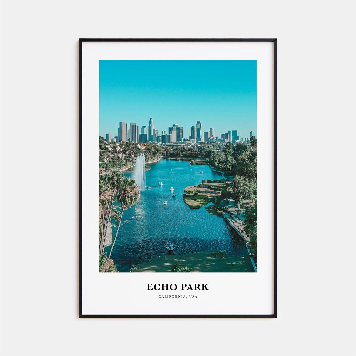 Echo Park Travel Poster, California Map Wall Art