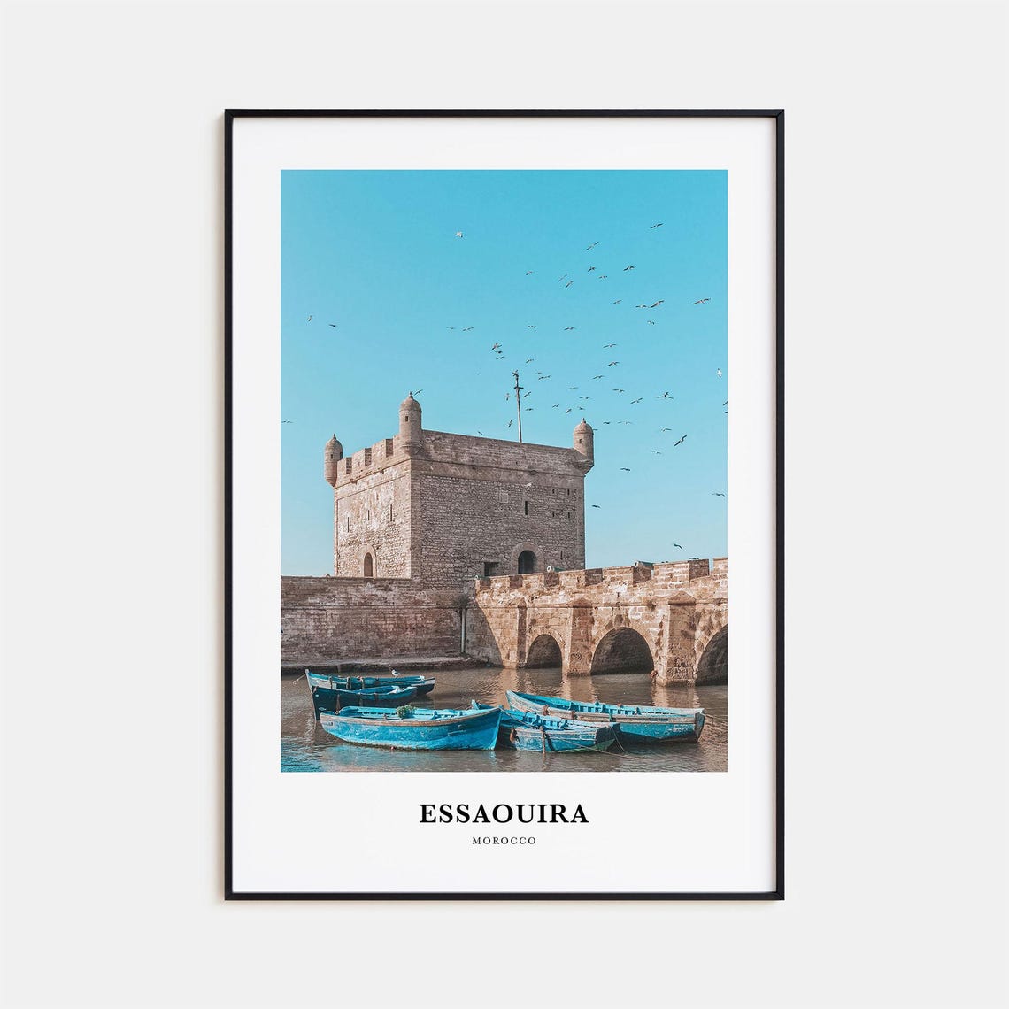 Essaouira Morocco Fortress Blue Boats Atlantic Harbor Photo Poster