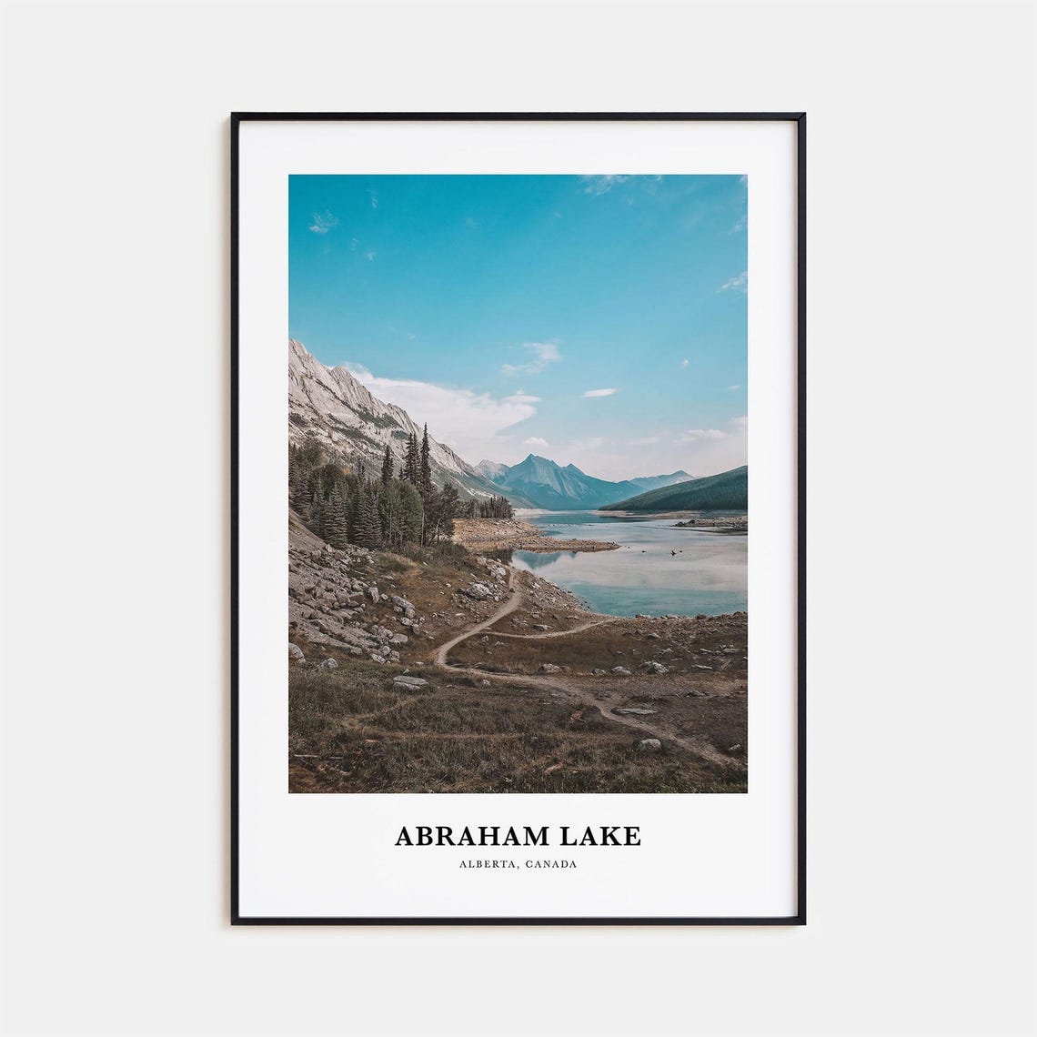 Abraham Lake Alberta Mountain Shoreline Photography Travel Poster