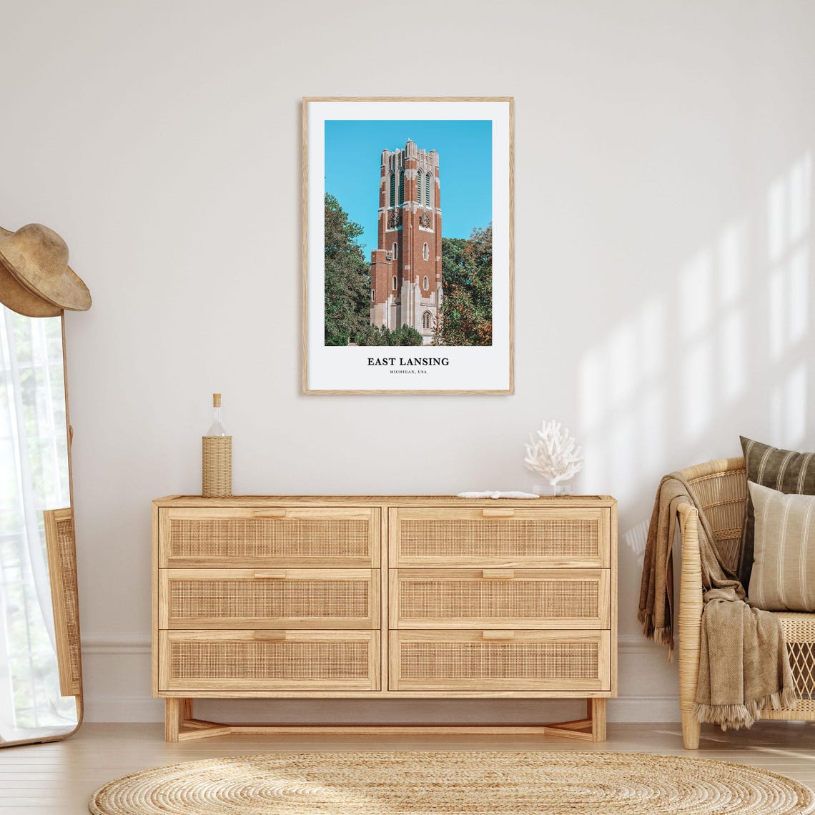 East Lansing Michigan Brick Clock Tower On A Clear Day Poster - Image 2