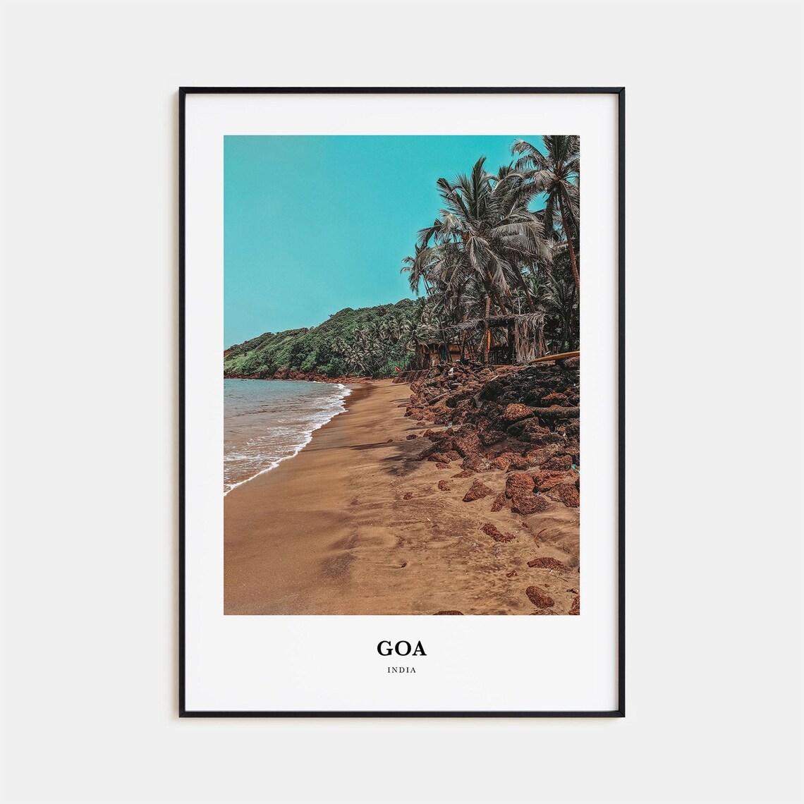 Goa India Palm Fringed Beach Rocky Cove Golden Sand Travel Poster
